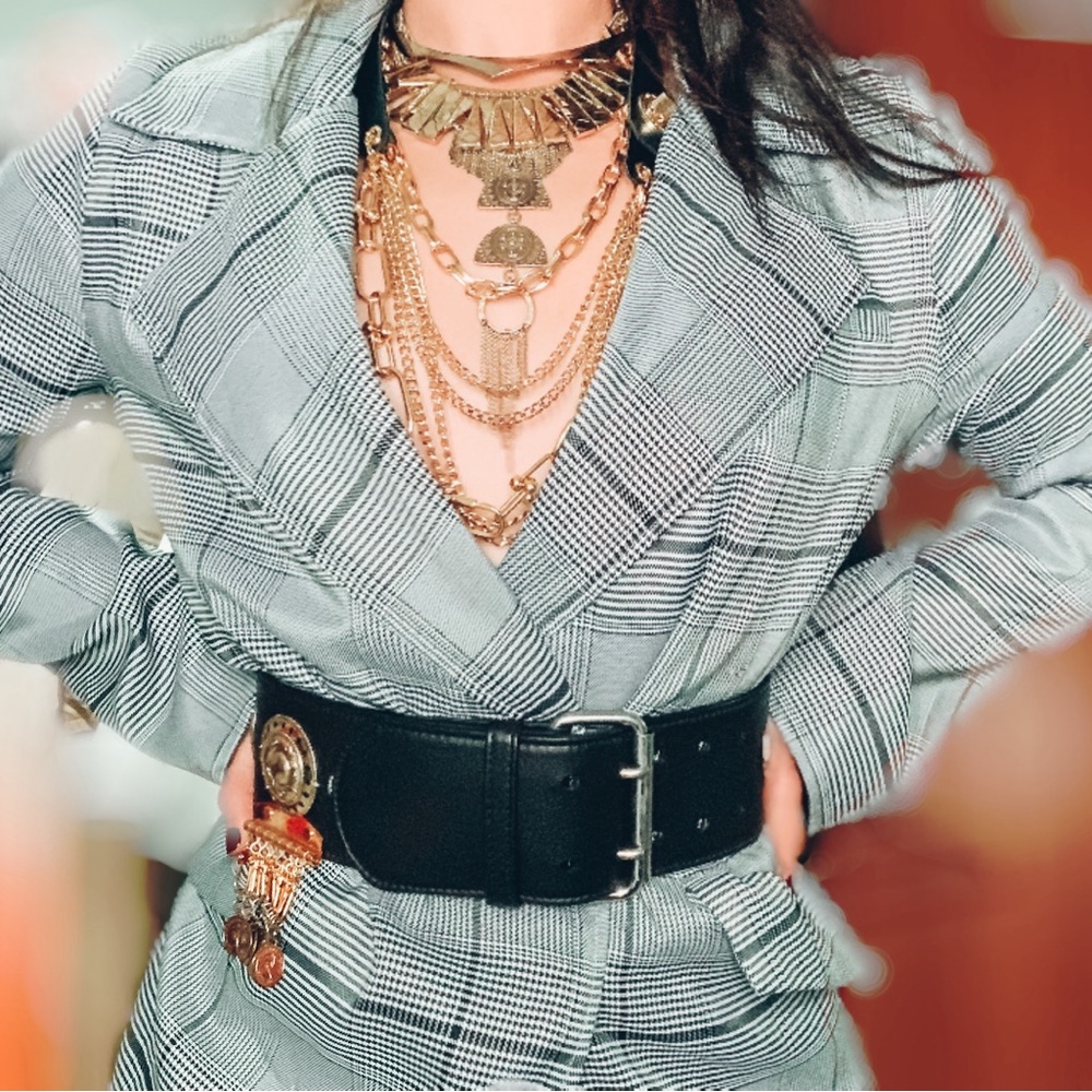 Houndstooth light Trench Coat